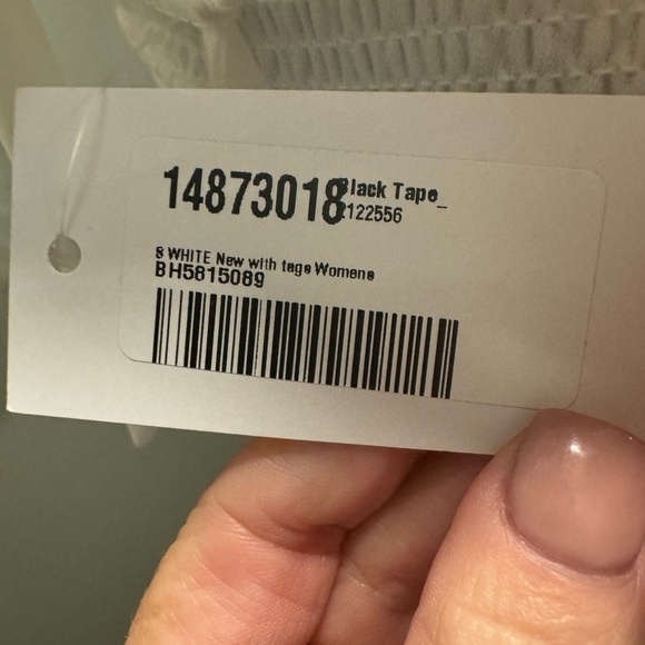 Black Tape Chiffon tied strap smocked white dress. Sz S BNWT - Picture 9 of 10